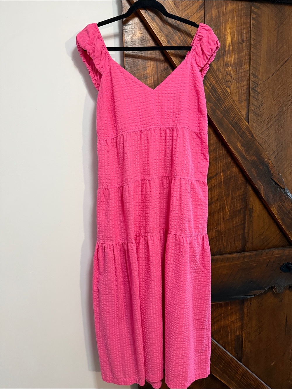 Old Navy Bright Pink Tiered Casual Dress